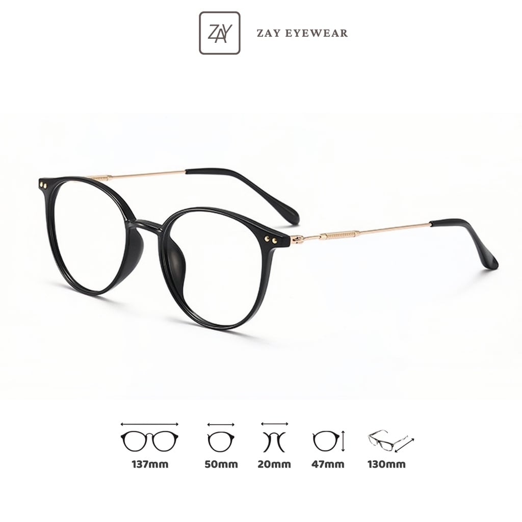  Kính mắt gọng tròn Zay Eyewear ZY9531 bền dẻo chống UV phong cách thời trang xứ Trung 