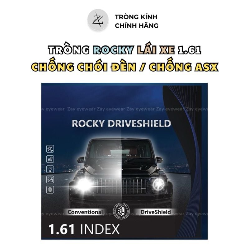  Tròng kính Chuyên dụng lái xe Chống chói đèn xe, đèn pha Chống ánh sáng xanh Rocky Canada chính hãng 