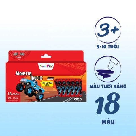  Sáp màu Monster Truck 18 màu/CR10 (18 màu/hộp) 