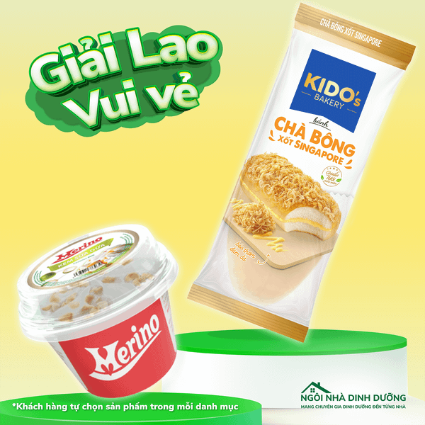 Combo Bánh Chà Bông xốt Singapore 55g + Kem Merino Ly Dừa 95mlx24