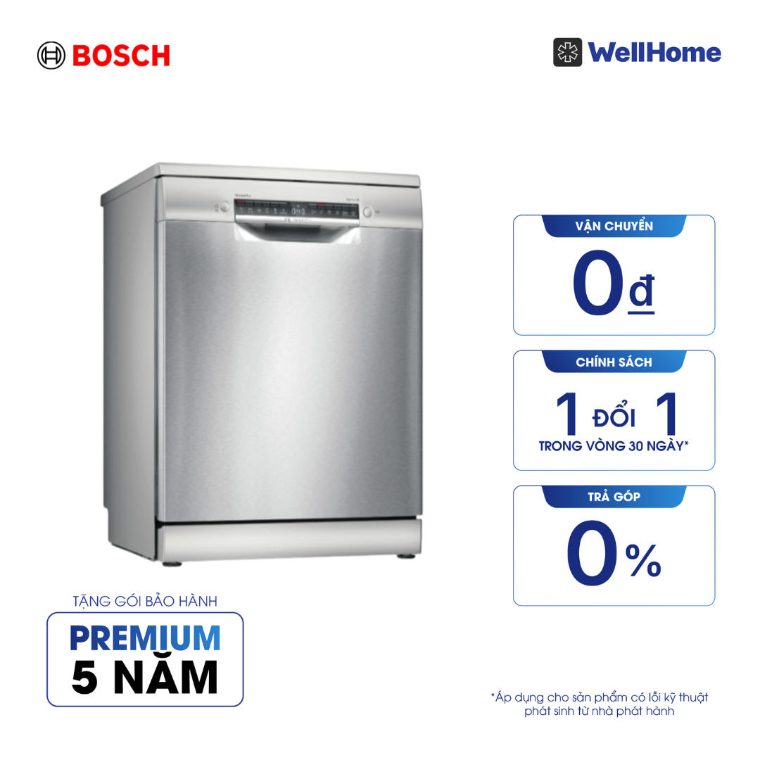  Máy Rửa Chén Bát Độc Lập Bosch 13 bộ SMS4EKI06E- Series 4, màu inox bạc 