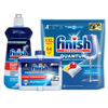  Combo Finish nâng cao 3: Viên Rửa Chén Bát Finish Powerball Quantum 64 viên + Nước làm bóng 500ml + Dung dịch vệ sinh máy 