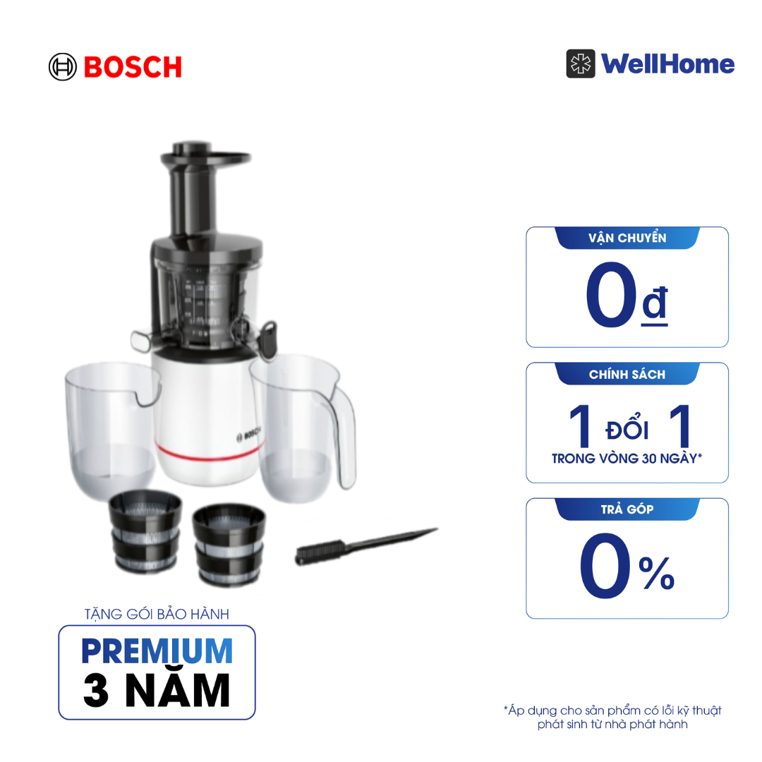  Máy ép chậm Bosch MESM500W 150W 2 bộ lọc (trắng) 