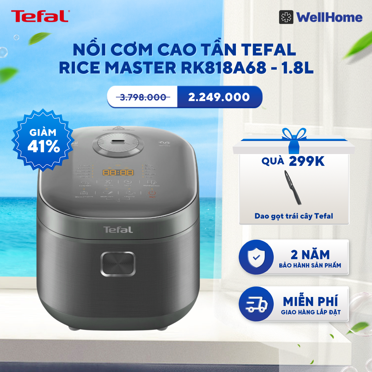  Nồi cơm điện tử Tefal RK818A68 - 1.8L 