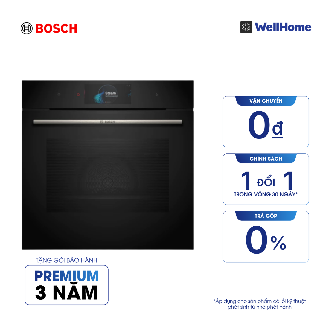  Lò nướng âm tủ kết hợp chức năng hấp Bosch 71L HRG7784B1 - Series 8 (60cm, màu đen) 