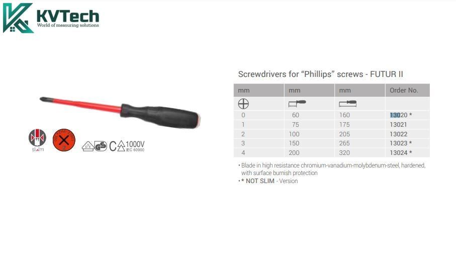 Tuốc nơ vít 4 cạnh 1000V VDE GS - FUTUR II Intercable 13022