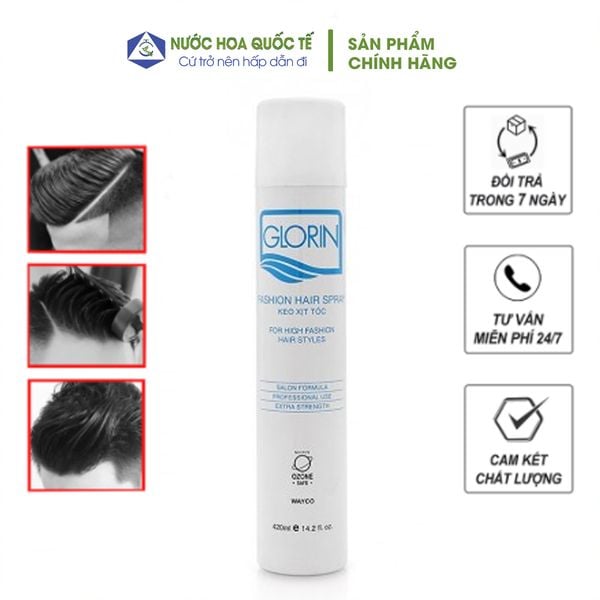 Keo xịt tóc mềm Glorin Hair Spray White 420ml
