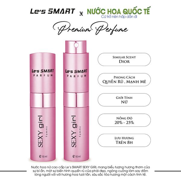 Nước hoa THỎI SON nữ cao cấp Le's SMART SEXY GIRL 10ml (hương tương tự DIOR)