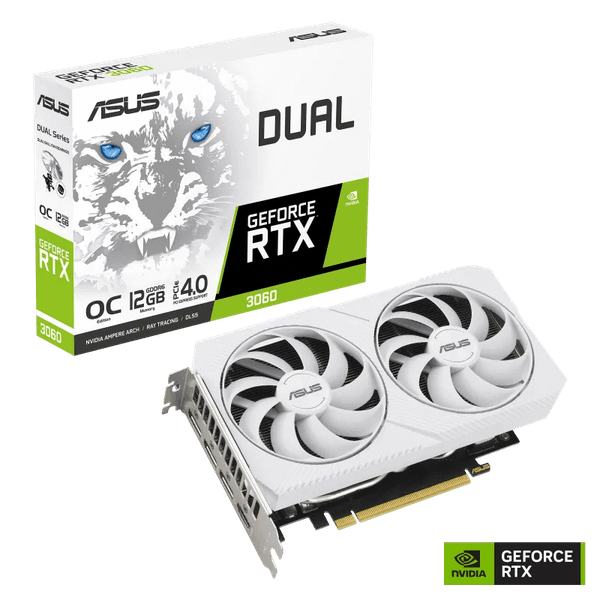 Card màn hình ASUS Dual GeForce RTX 3060 OC White Edition 12GB GDDR6 (DUAL-RTX3060-O12G-WHITE)