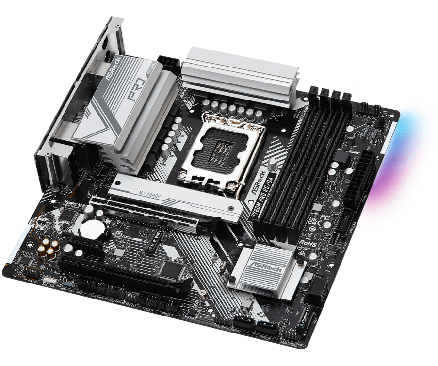 Bo mạch chủ Asrock B760M Pro RS (Intel B760, LGA1700, 4x DDR5 192GB, Micro ATX)