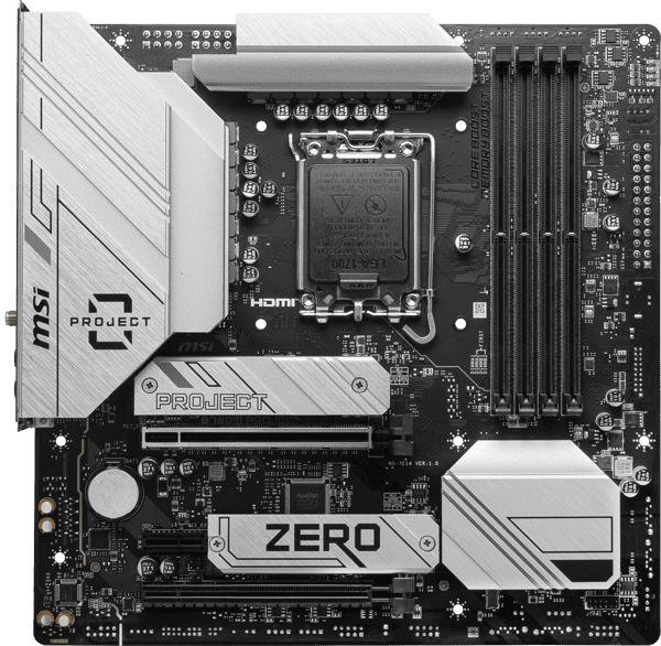 Bo mạch chủ MSI B760M PROJECT ZERO (Intel B760, LGA1700, 4 x DDR5 256GB, mATX)