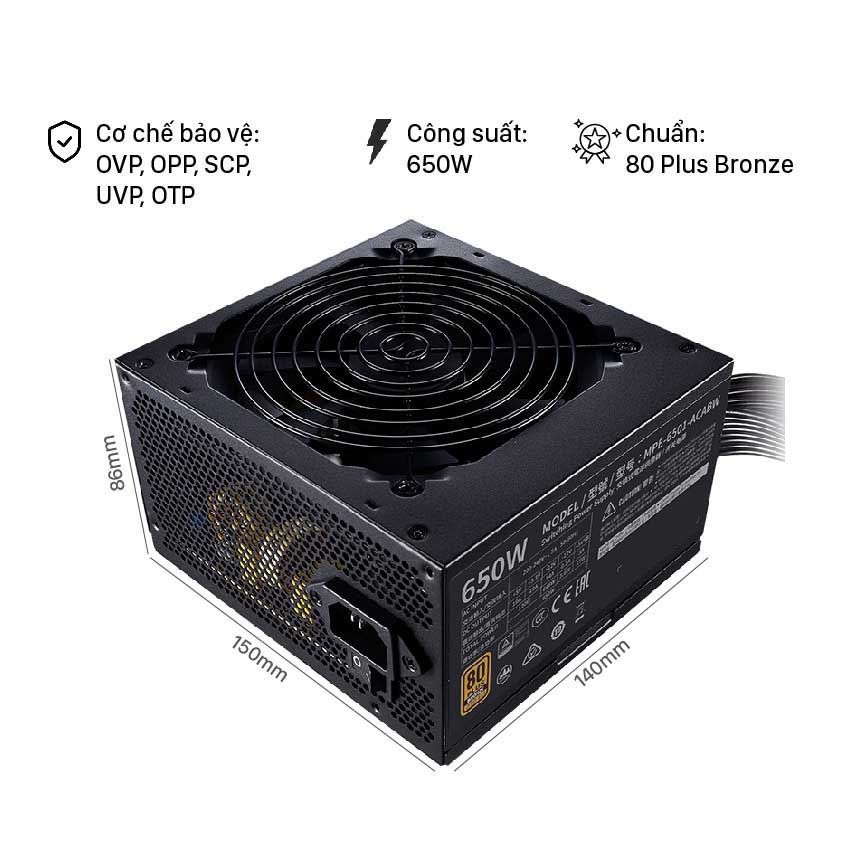 Nguồn máy tính Cooler Master MWE Bronze 650W V2 Full Range – 650W – 80 Plus Bronze