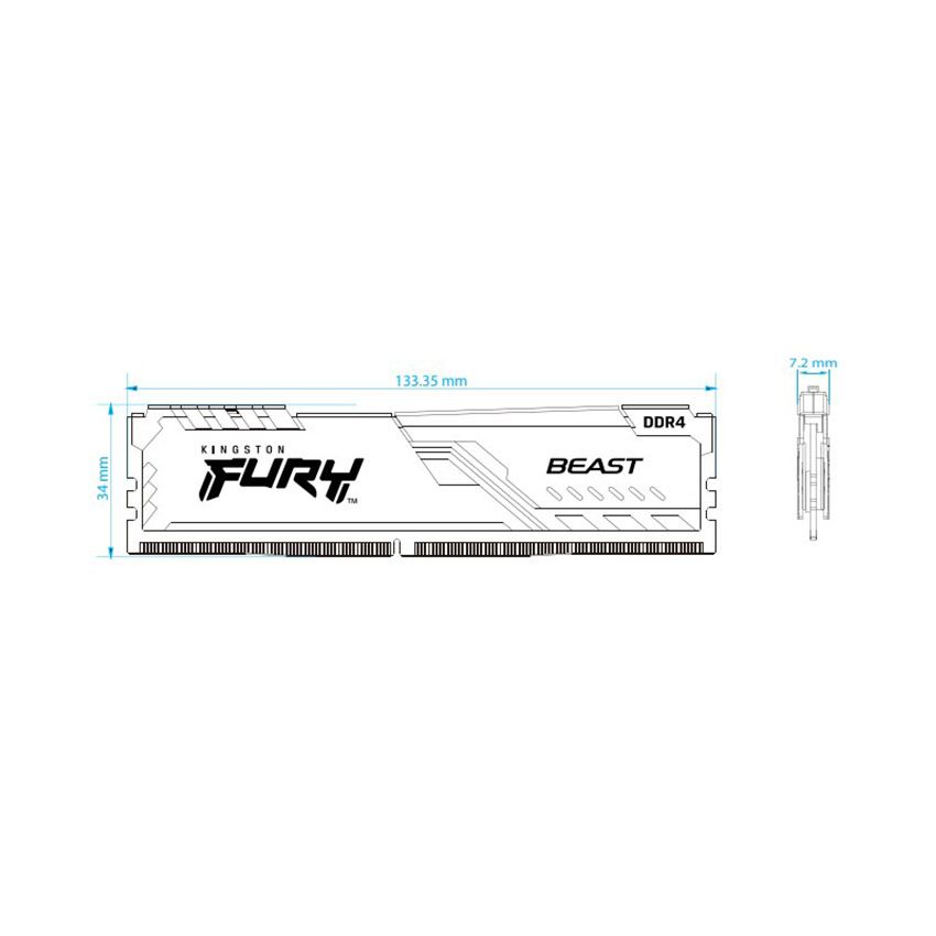 Ram Desktop Kingston Fury (KF436C17BBK2/16) 16GB (2x8GB) DDR4 3600Mhz