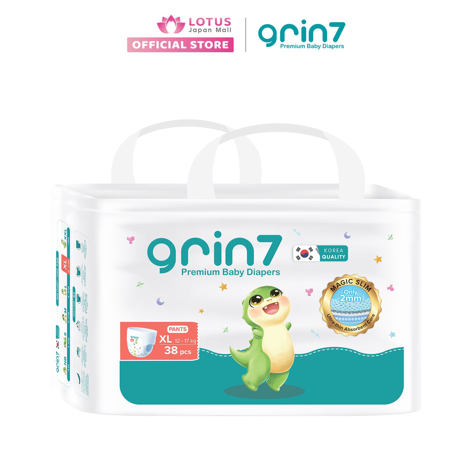  Tã dán cao cấp Grin 7 - Size XL - 38 miếng 