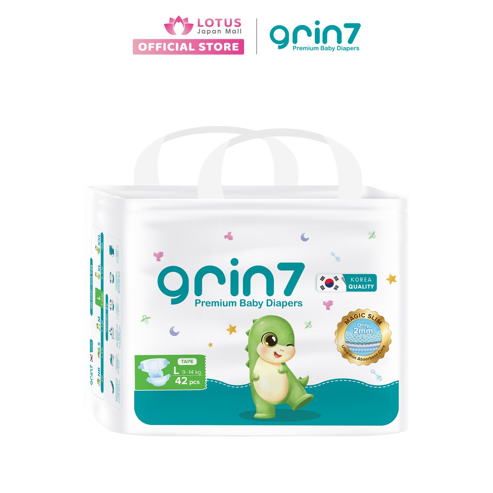  Tã dán cao cấp Grin 7 - Size L - 42 miếng 