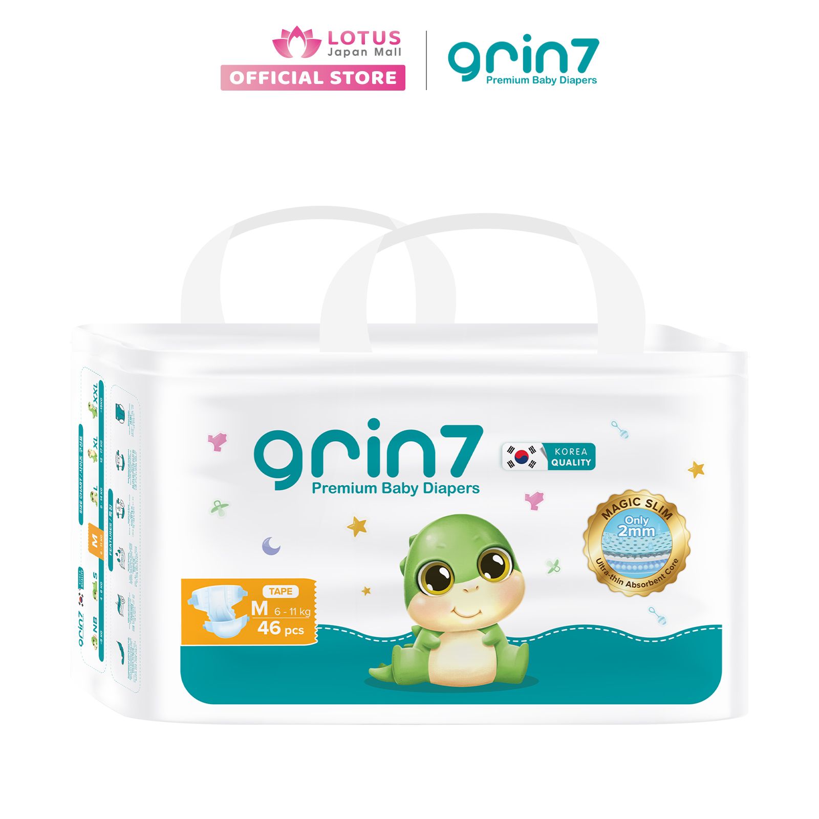  Tã dán cao cấp Grin 7 - Size M - 46 miếng 