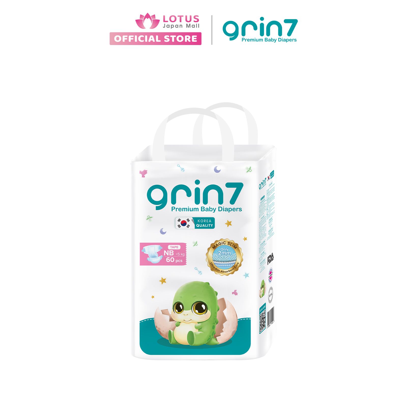  Tã dán cao cấp Grin 7 - Size NB - 60 miếng 