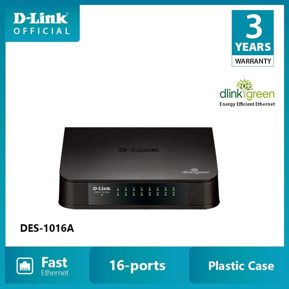  SWITCH D-LINK DES-1016A - TỐC ĐỘ 10/100MBPS - 16 PORT - VỎ NHỰA (BH) 