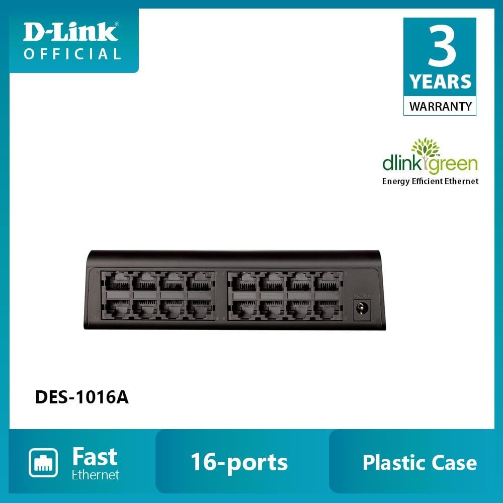  SWITCH D-LINK DES-1016A - TỐC ĐỘ 10/100MBPS - 16 PORT - VỎ NHỰA (BH) 