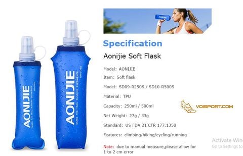  Bình nước mềm cầm tay chạy bộ Aonijie SD09 (250ML) - SD10(500ML) 