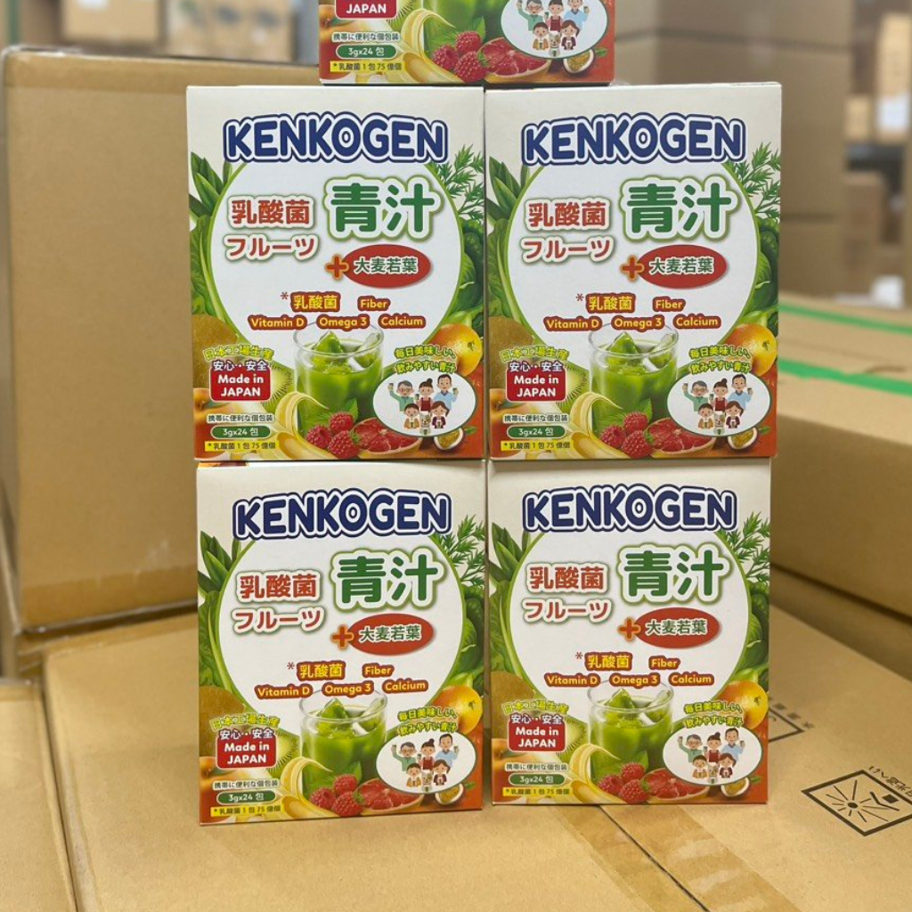 Bột mầm lúa mạch non Nhật Bản Kenkogen trái cây bổ sung lợi khuẩn, chất xơ, Omega 3, Canxi D, Vit C 72g (3g x 24 gói)