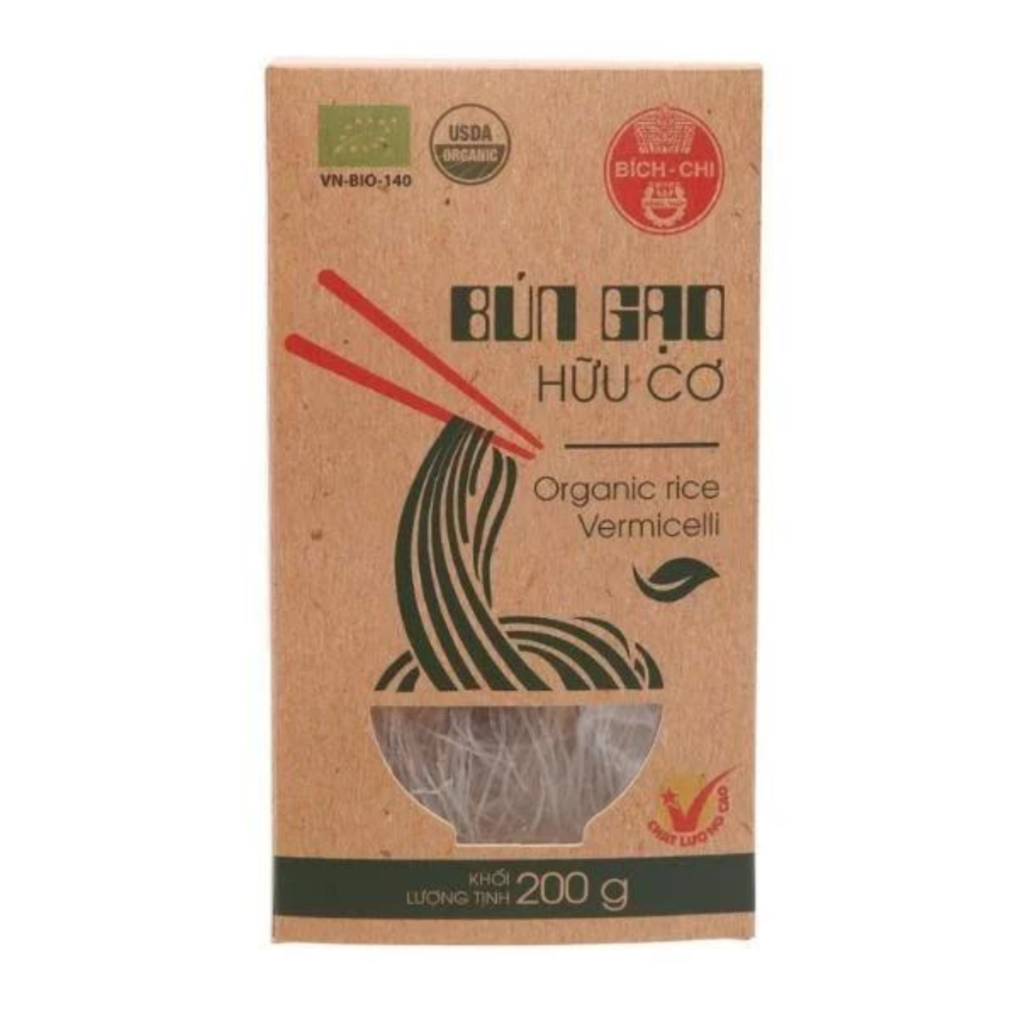 Bún gạo hữu cơ Bích Chi hộp 200G