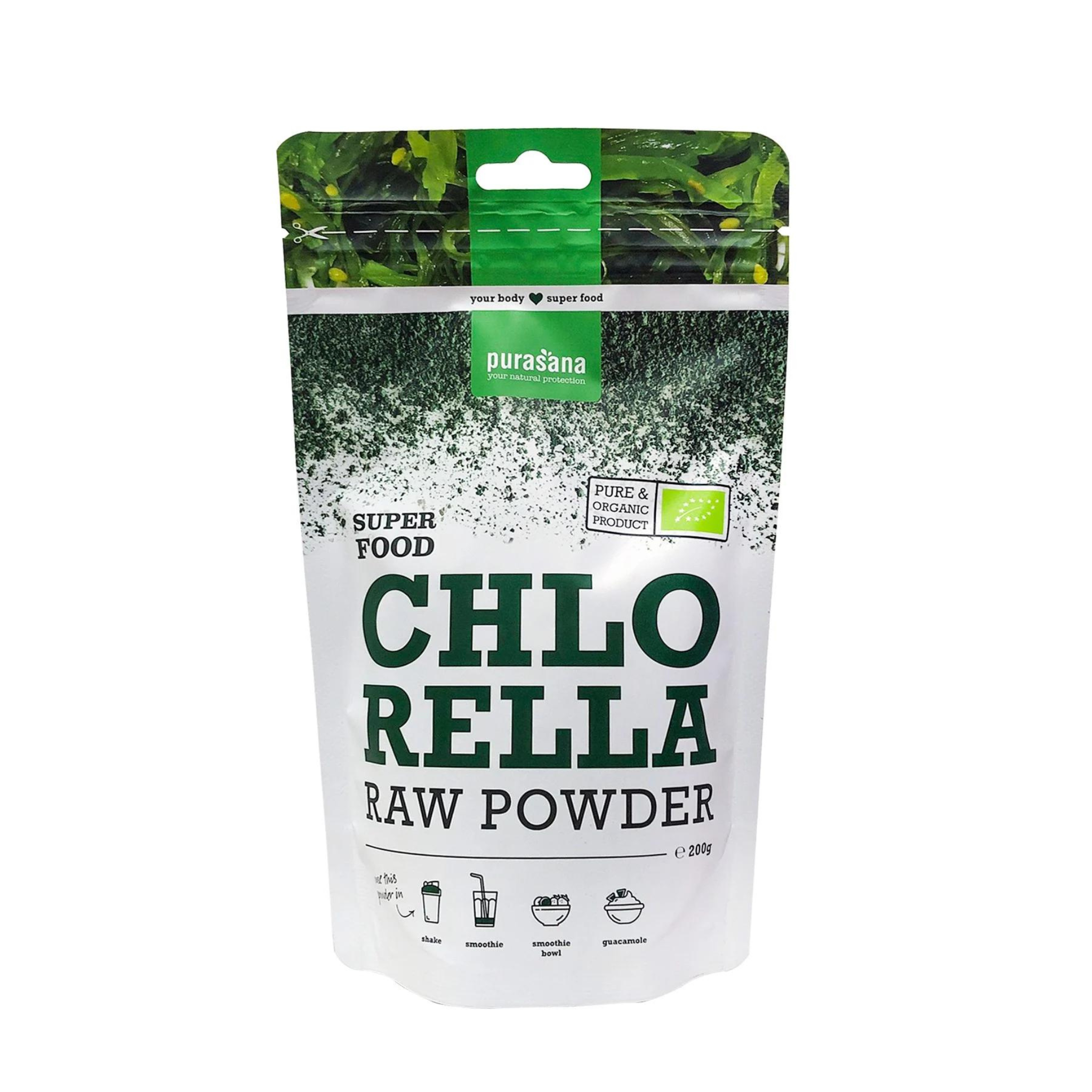 Bột tảo lục Chlorella hữu cơ Purasana 200g