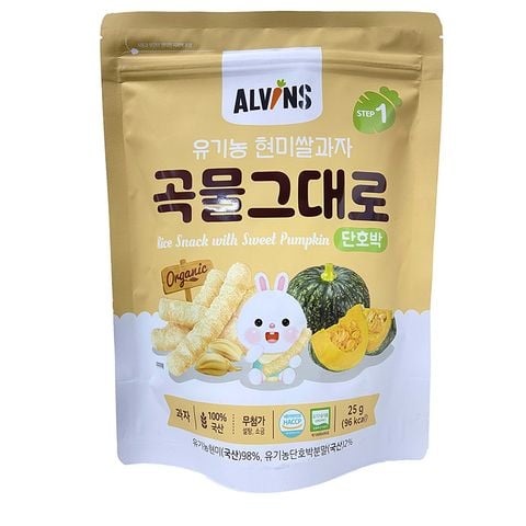 Bánh gạo lứt ăn dặm hữu cơ cho bé vị bí ngô Alvins 25g