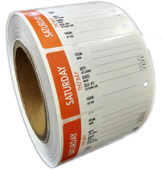Saturday labels 70mm x 40mm