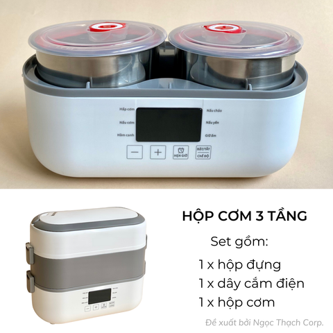  Hộp Cơm 3 Tầng Hâm Bằng Điện 