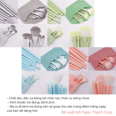  Set 8 Cọ Trang Điểm Kèm Túi Da Đựng 