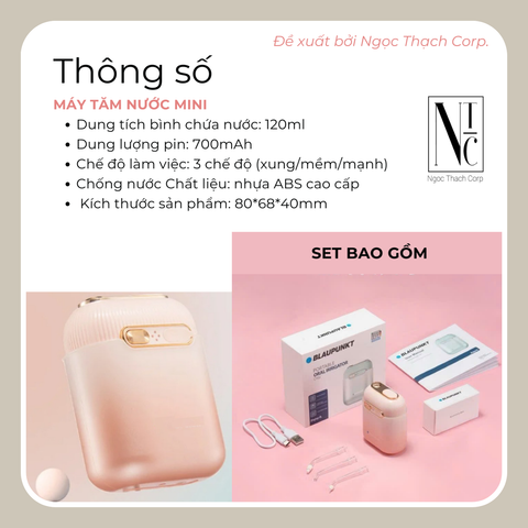  Máy Tăm Nước Mini Bỏ Túi Tiện Lợi 