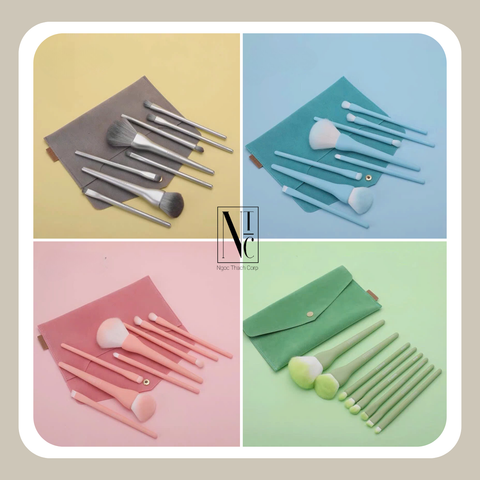  Set 8 Cọ Trang Điểm Kèm Túi Da Đựng 