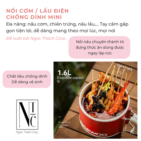  Nồi Cơm/Lẩu Điện Chống Dính Mini 