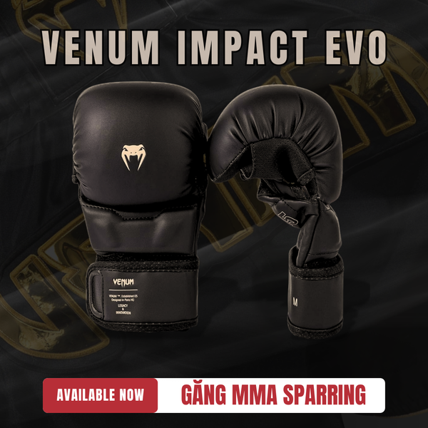  Găng Tay MMA Sparring Venum Impact Evo - Đen Vàng 