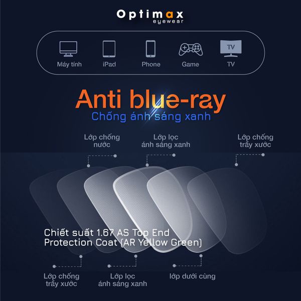  Tròng kính Optimax 1.67 AS 