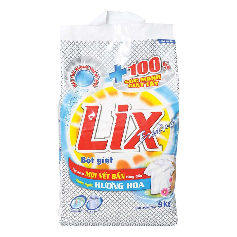  Bột giặt LIX EXTRA Hương Hoa túi 9 KG 