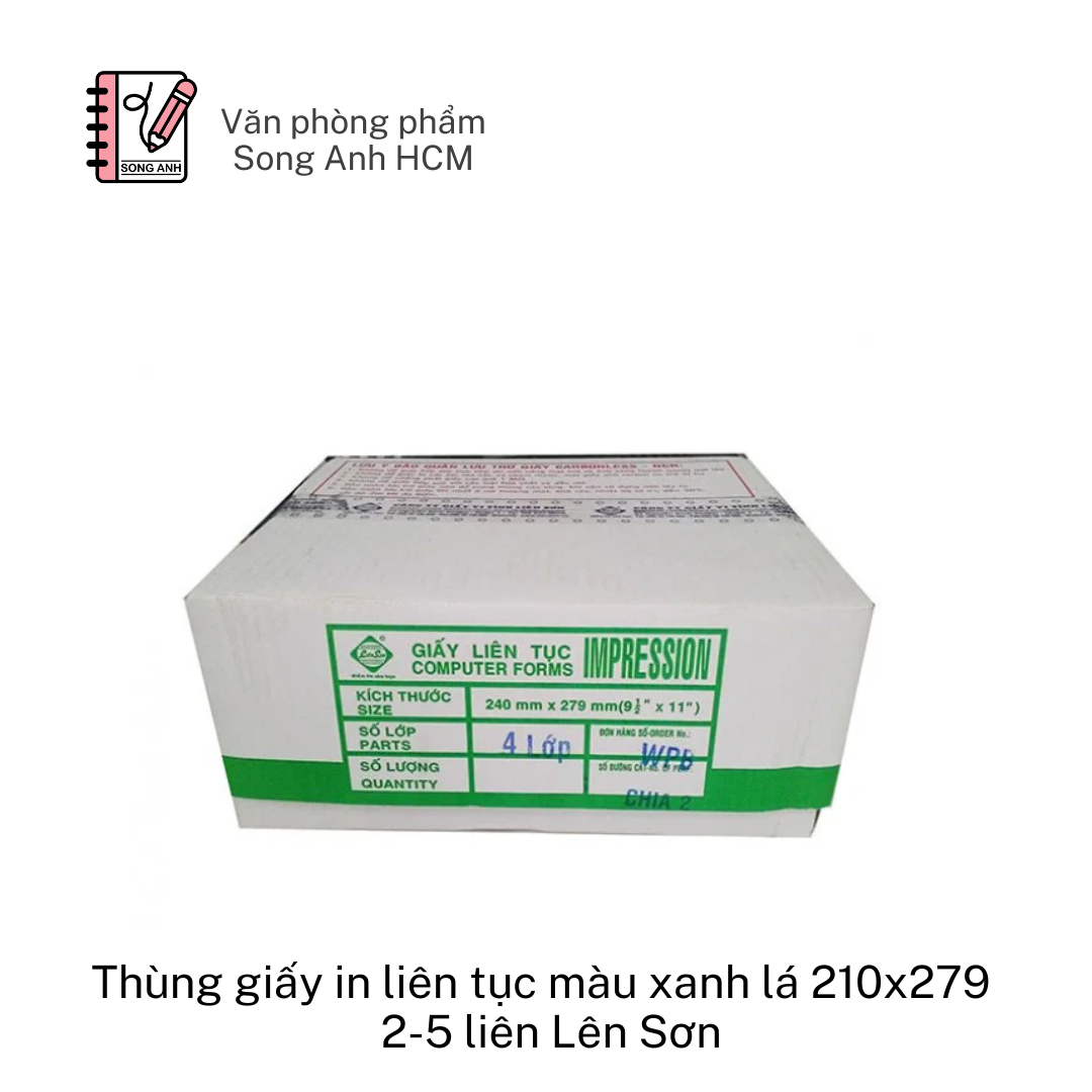  Thùng giấy in liên tục màu xanh lá  2-5 liên Lên Sơn ( 210x279 ) 
