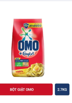  Bột giặt Omo Comfort túi 2.6kg Tinh dầu thơm nồng nàn lưu hương 