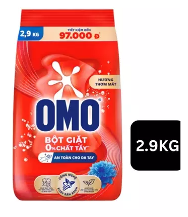  Bột giặt Omo công nghệ giặt xanh giúp xoáy bay vết bẩn loại bỏ mùi hôi túi 2.9kg 