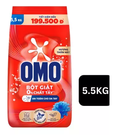  Bột giặt Omo sạch bẩn khử mùi công nghệ giặt xanh túi 5.5kg 