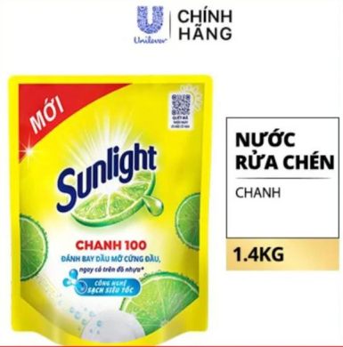  Nước rửa chén Sunlight chanh chiết xuất từ chanh tươi túi 1.4kg 