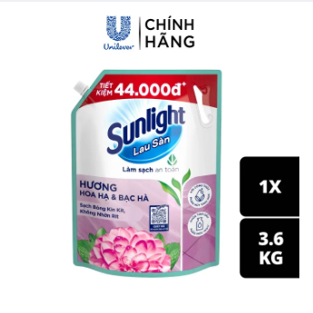  Nước Lau Sàn Sunlight Tinh Dầu  hương HOA HẠ BẠC HÀ túi 3.6kg 