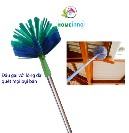  Chổi Quét Trần Nhà, Quét Mạng Nhện Đầu Gai Cán Tăng Đơ Inox Homeinno 6m, 8m 
