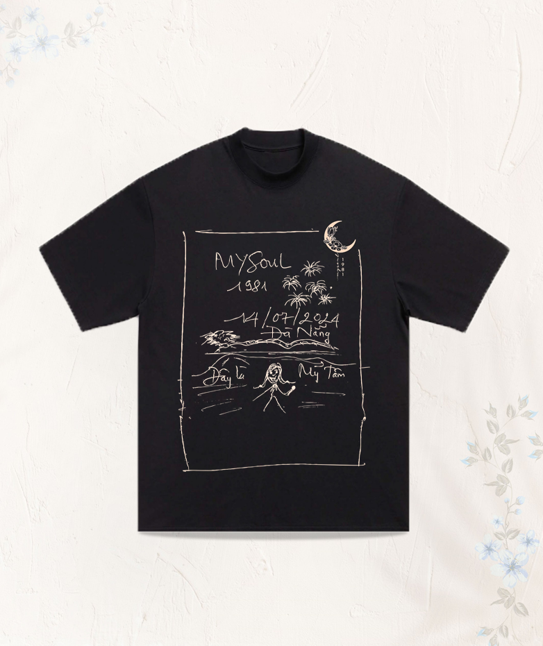 Áo thun My Soul - Poster vẽ tay - Màu Đen
