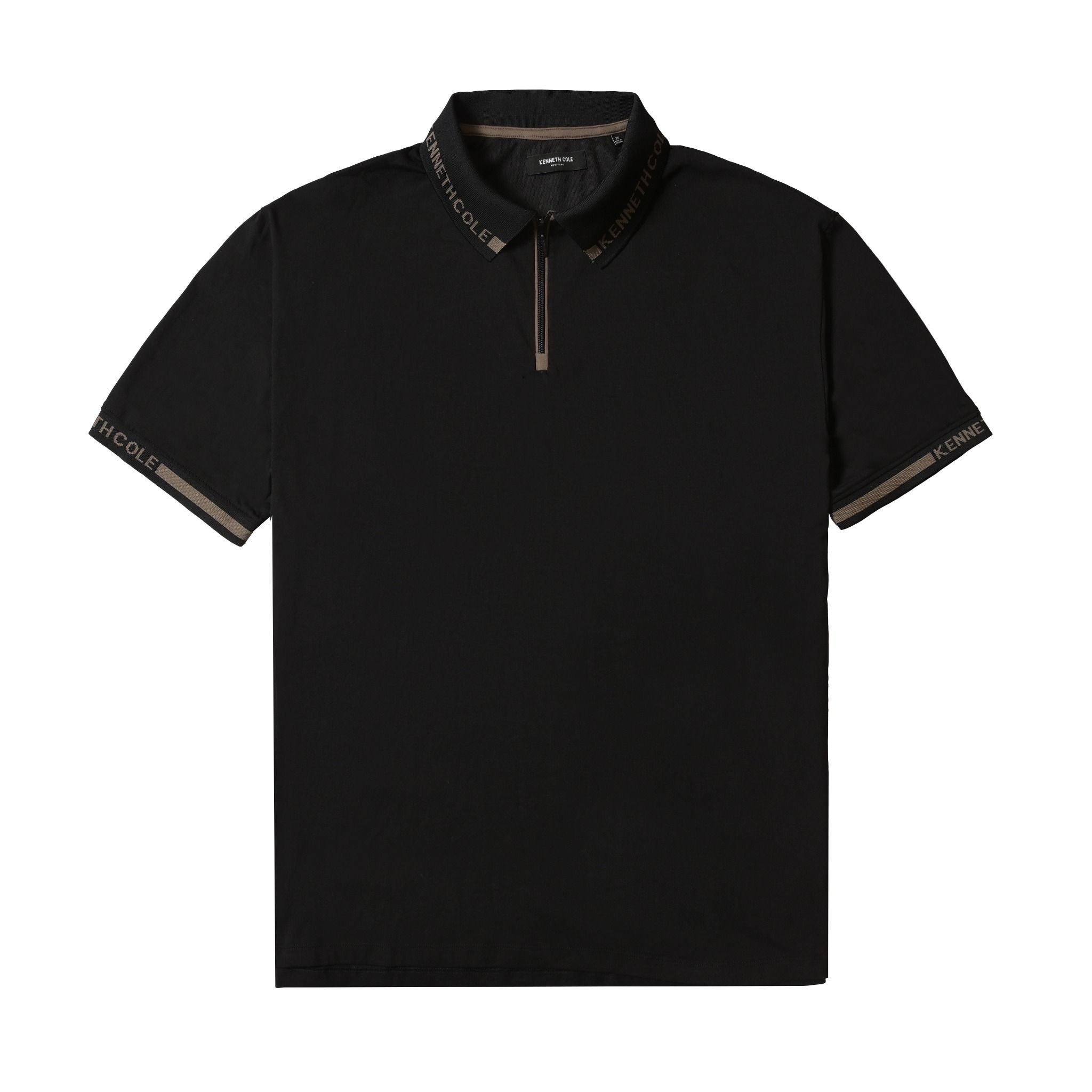  Áo Polo nam cổ khóa kéo KC, Viền bo dệt logo Jacquard, Vải thun Jersey cao cấp, Áo polo zip hiện đại 