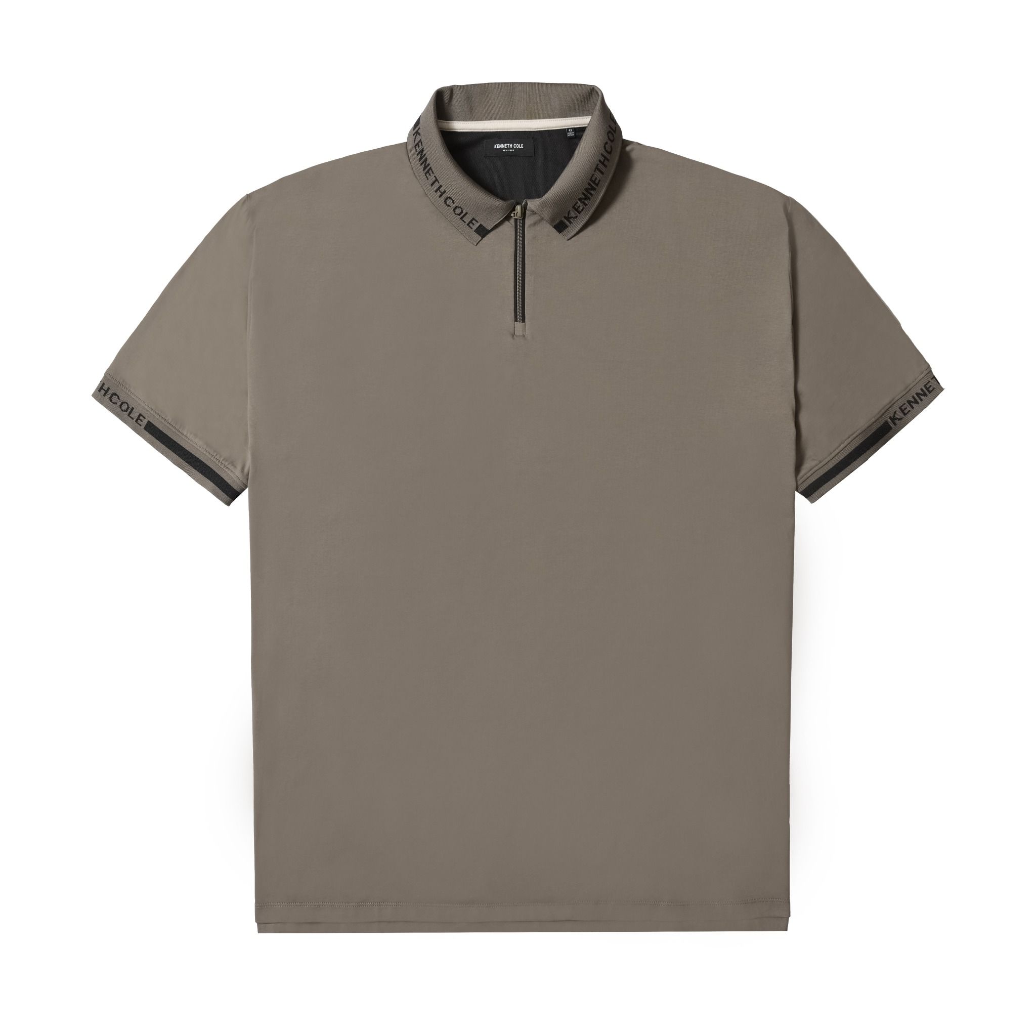  Áo Polo nam cổ khóa kéo KC, Viền bo dệt logo Jacquard, Vải thun Jersey cao cấp, Áo polo zip hiện đại 