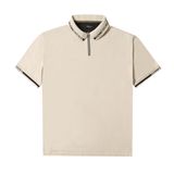  Áo Polo nam cổ khóa kéo KC, Viền bo dệt logo Jacquard, Vải thun Jersey cao cấp, Áo polo zip hiện đại 