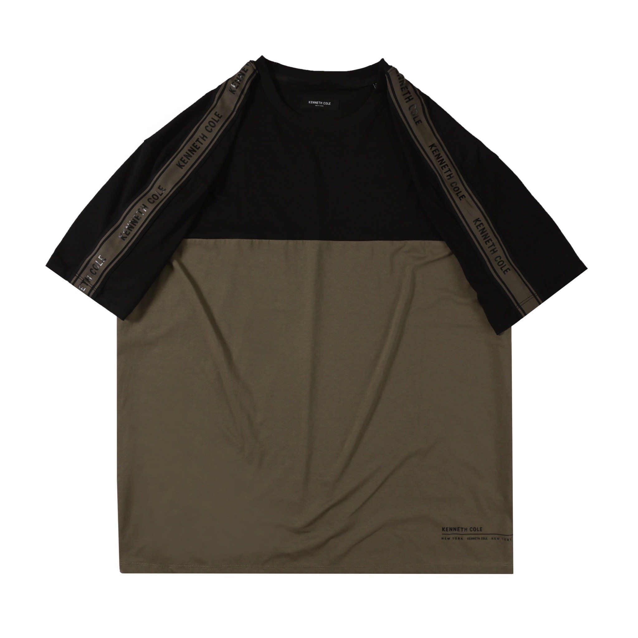  Áo Thun Nam KC Tay Lỡ Form Rộng Unisex Phối Màu Đen Rêu - Streetwear Cá Tính 