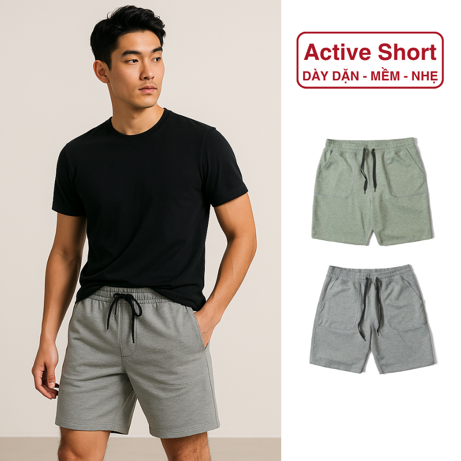  Quần Đùi Thun YOURNAME Active - Mặc Thường Ngày Dễ Phối Đồ Chất Thun Cotton Dày Co Giãn Dễ Chịu 